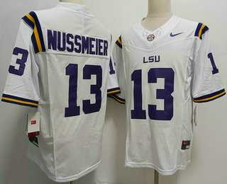 Mens LSU Tigers #13 Garrett Nussmeier White FUSE College Stitched Jersey->lsu tigers->NCAA Jersey